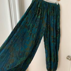 Peacock print cotton lounge pants